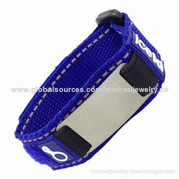 Ribbon bracelets with stainless steel sheet(can print logo, depends on the customers)